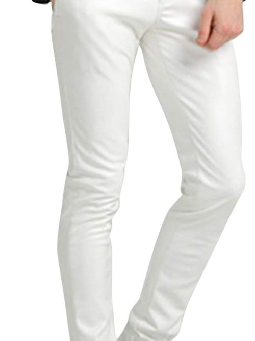 Men's Skinny Straight Leg Tapered Pu Faux Leather Motorcycle Biker Pants