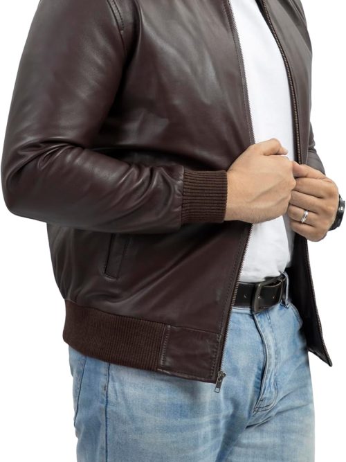 Varsity Style Leather Bomber Jacket Men - Casual Fashion Real Suede Classic MA-1 Leather Jacket Men