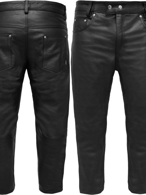 Leather Pants Motorcycle Pants for Mens 30" to 44" Waist Jeans Style Pant with 5 Pockets Motorbike Pant for Biker