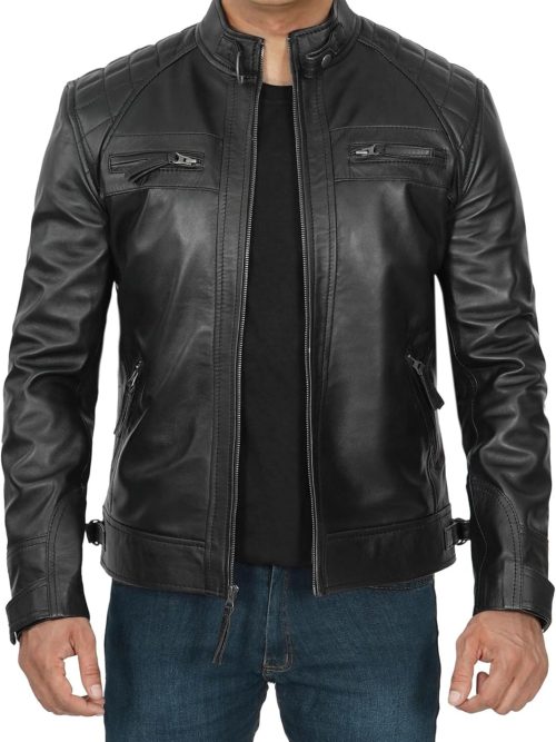 Mens Leather Jacket - Real Lambskin  Motorcyle Style Leather Jackets For Men