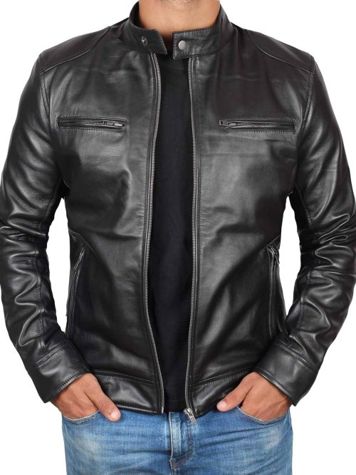 Leather Jackets For Men - Real Lambskin Motorcycle Style Mens Leather Jacket